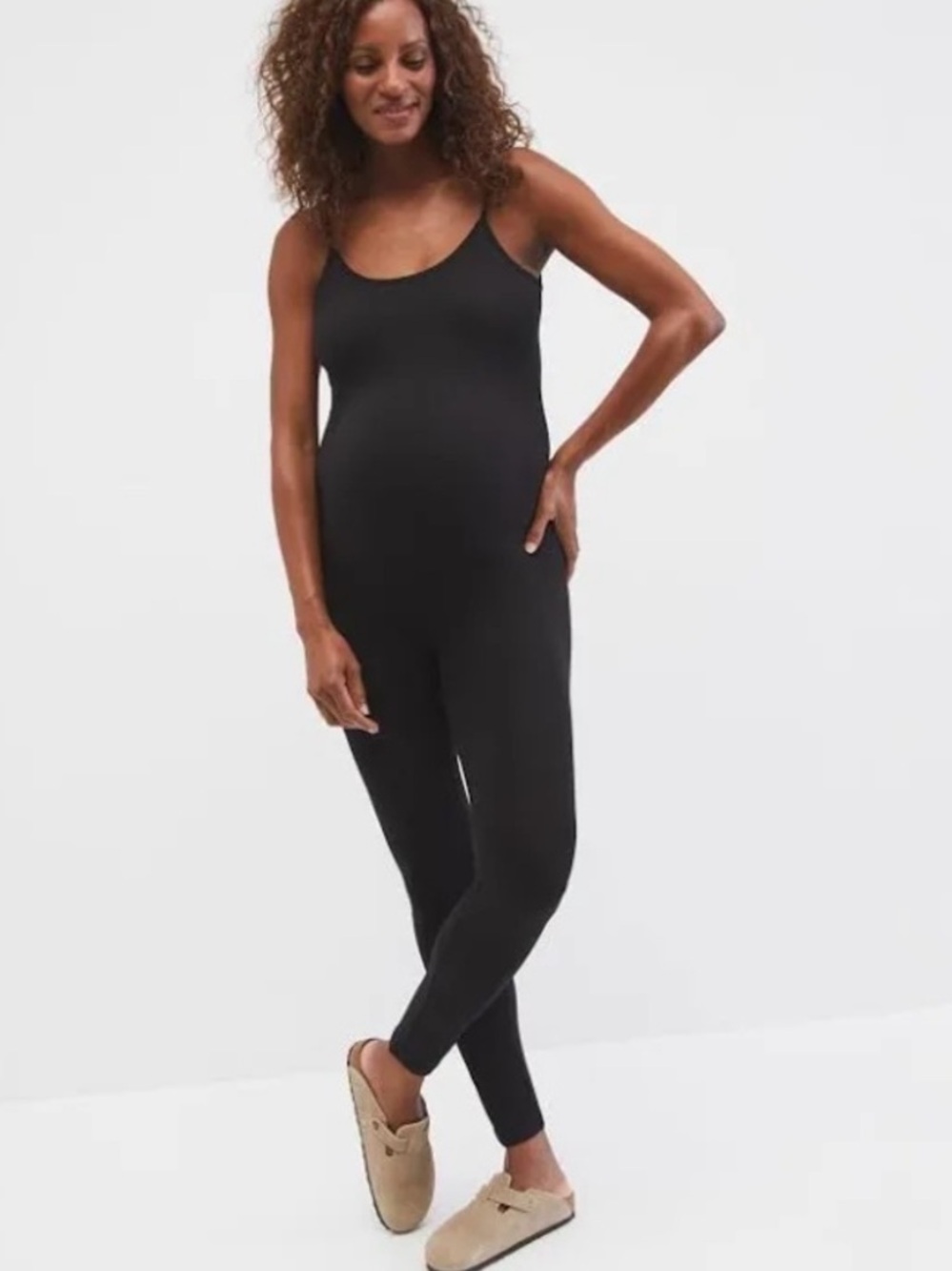 Motherhood Black Scoop-Neck Maternity Jumpsuit